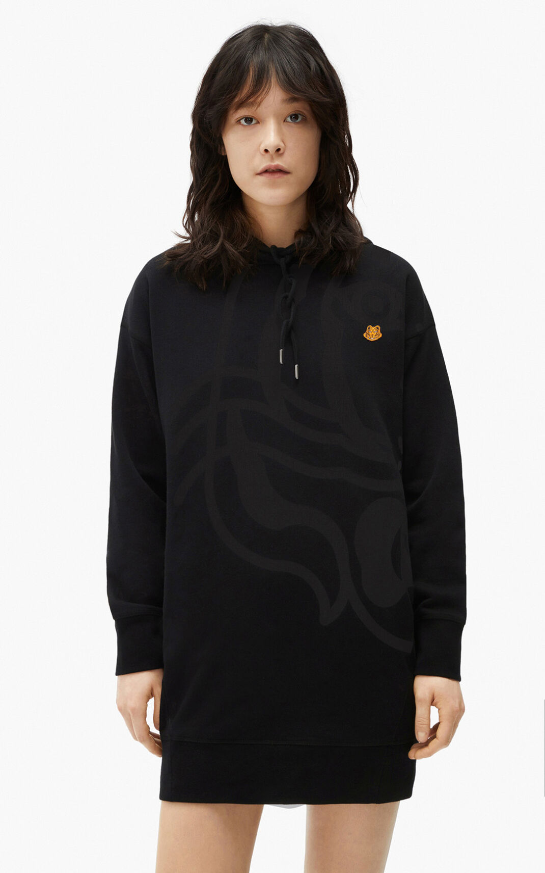 Robe Kenzo K Tiger hooded sweater Femme Noir | MTEY-90178